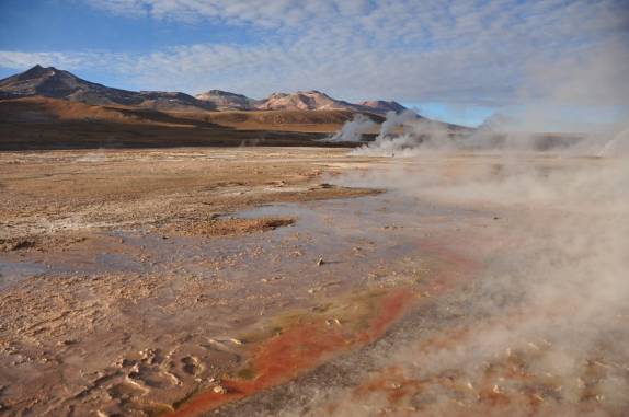 A água 'mineralizada' dos Geisers del Tatio, na região do Atacama, no norte do Chile